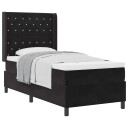  Box Spring Seng med Madrass Svart 100x200 cm Fløyel