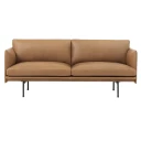 Muuto Outline Sofa 2 seater   Black Base   Refine Leather Cognac Black