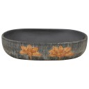 vidaXL Benkeservant grå og svart oval 59x40x14 cm keramikk