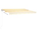 vidaXL Automatisk markise med vindsensor og LED 450x300 cm gul/hvit