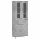 vidaXL Highboard betong grå 69,5x34x180 cm konstruert tre 8720845479473
