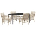  5-delers Hage Spisegruppe med Puter Beige Poly Rattan