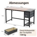 140 cm langt skrivebord med 2 skuffer & hodetelefonkrok & oppbevaringsrom datamaskinbord