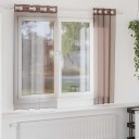  Voilegardiner med grommets 2 stk brun 140x140 cm 8721158550811