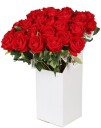 Rød Langstilket Rose med Blader 50 cm