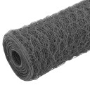 vidaXL Trådgjerde kylling stål med PVC belegg 25x1 m grå