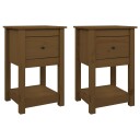 vidaXL Nattbord 2 stk honningbrun 40x35x61 cm heltre furu