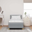  Box Spring Seng med Madrass & LED Lysegrå 90x200 cm Stoff