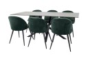 Venture Design Piazza & Velvet spisegruppe Grønn/mørkegrå 6 stoler & bord 180 x 90 cm