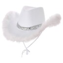 Wicked Costumes Ltd Hvit Cowboyhatt Texas Cowgirl med fjær