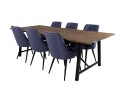 Venture Design Malang & Velvet spisegruppe Natur/blå 6 st stoler & bord 250 x 100 cm
