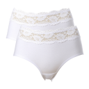 Trofe Lace Trimmed Midi Briefs Truser 2P Hvit bomull X-Large Dame