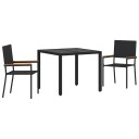3 deler hagespisestol svart polyrotting