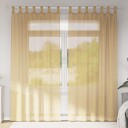  Voile gardiner med stanglommer 2 stk sand 8721158552358