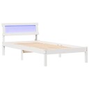  Sengeramme med LED Hodegjerde i Hvit 90 x 200 cm Solid Furu