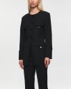 GANNI Light Twill Suiting Fitted Blazer   Black   36