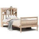  Seng med bokhylle uten madrass 100x200 cm heltre furu 8721158607218