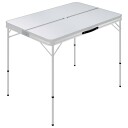 Sammenleggbart campingbord med 2 benker aluminium hvit Hvit