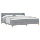  Box Spring Seng med Madrass Lys Grå 200x200 cm Stoff