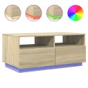 Salongbord med LED-lys sonoma eik 90x49x40 cm 839835