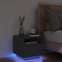  Nattbord med LED svart 40x39x37 cm 836800