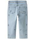 Name It Nmfbella Mom-jeans til småbarn med broderte blomster, 98 blå