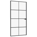 vidaXL Innerdør svart 102x201,5 cm herdet glass og aluminium slank