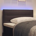  LED sengegavl Linje Design Mørkebrun 80 cm Stoff