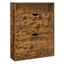 Skoskap med vendbare dører og åpent rom 80 x 24 x 102 cm   Rustikk brun