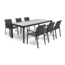 Hillerstorp Borgdala spisebord Kull aluminium/keramisk glass 220/340 x 107 cm Grå