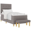  Bokfjæring Seng med Madrass & Benk Taupe 90x190 cm Stoff