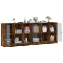  Bokhylle med dører røkt eik 204x37x75 cm konstruert tre 8721012216259