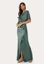 Bubbleroom Occasion Wrap Satin Gown Green 46