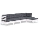  Hagesofagruppe med puter 5 deler furu hvit 3096359