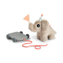 Done by Deer Pull Along 2 In 1 Toy Elphee Sand   Beige   ELPHEE:25X 13X H 28CM.WAGON:14X 19CM