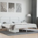vidaXL Sengeramme i metall med hodegavl hvit 183x213 cm 8720845881757