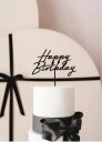 Kaketopp i Akryl "Happy Birthday"  Svart | Slikkepott.No