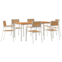  7-delt hage spisebord sett Solid tre Teak