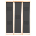 vidaXL Romdeler 3 paneler grå 120x170x4 cm stoff