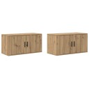  Veggmontert TV hylle sett 2 pcs Artisan Eik 80 x 34,5 x 40 cm
