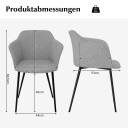 Sett med 2 ergonomiske spisestoler – lysegrå lin