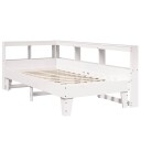  Seng med bokhylle uten madrass hvit 90x200 cm heltre furu